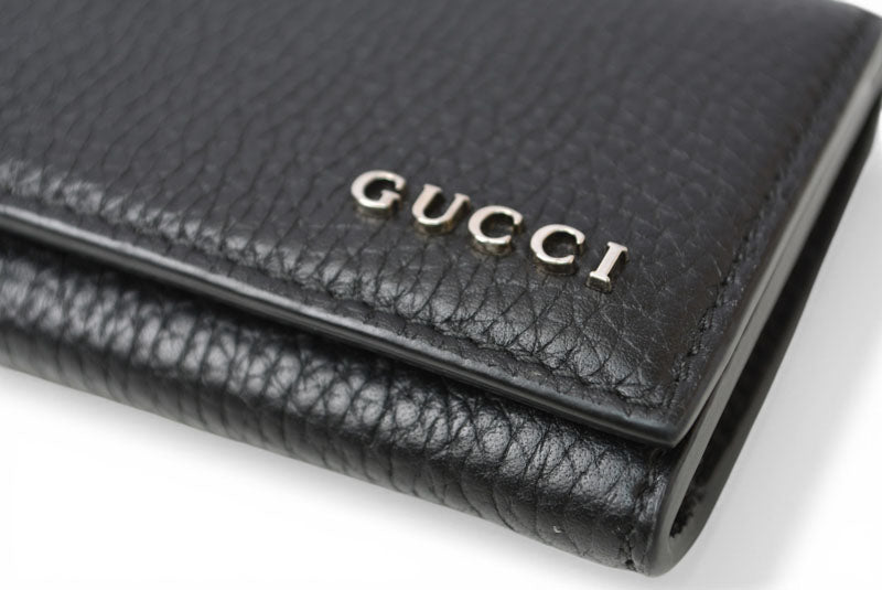グッチ カードケース/名刺入れ/コインケース GUCCI レザー ロゴ ブラック/シルバー 771152 AABXM 1000【中古】