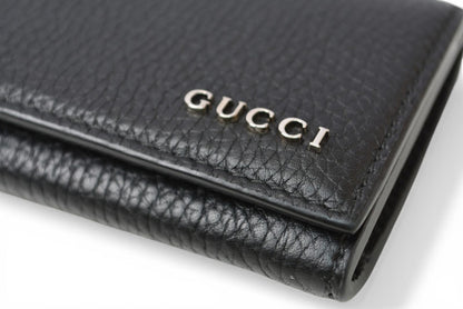グッチ カードケース/名刺入れ/コインケース GUCCI レザー ロゴ ブラック/シルバー 771152 AABXM 1000【中古】