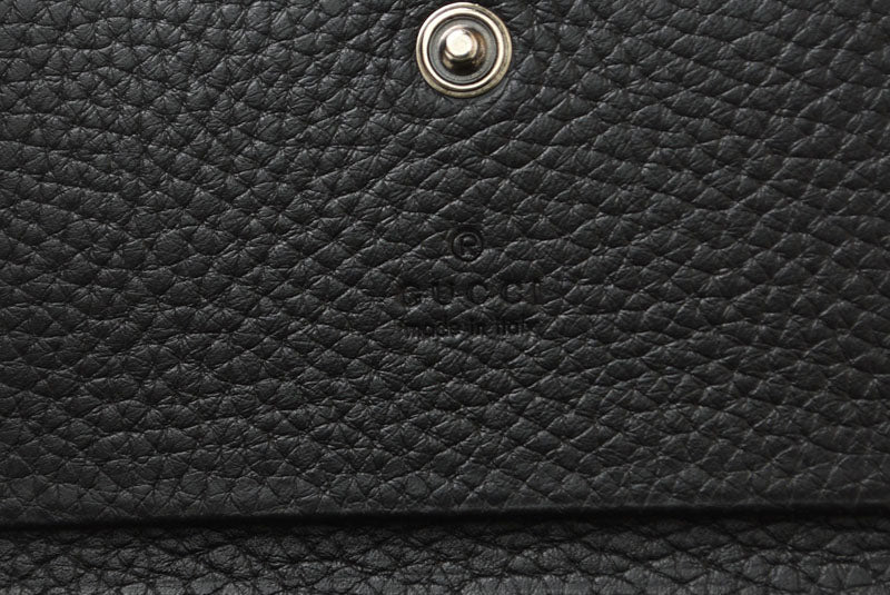 グッチ カードケース/名刺入れ/コインケース GUCCI レザー ロゴ ブラック/シルバー 771152 AABXM 1000【中古】