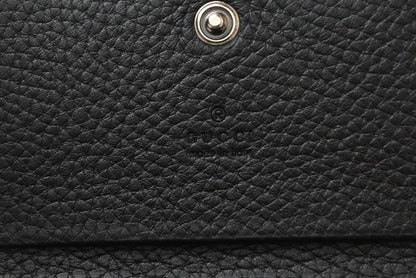 グッチ カードケース/名刺入れ/コインケース GUCCI レザー ロゴ ブラック/シルバー 771152 AABXM 1000【中古】
