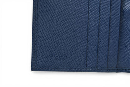プラダ 財布/三つ折り PRADA 折財布 1M0523 SAFFIANO METAL/型押しレザー BLUETTE/ブルー【中古】