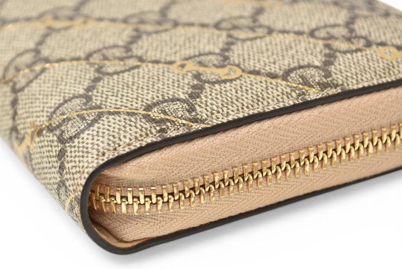 グッチ 財布 GUCCI 長財布/ジップアラウンド GGスプリーム ホースビットプリント 774331 ブラウン/ベージュ【中古】