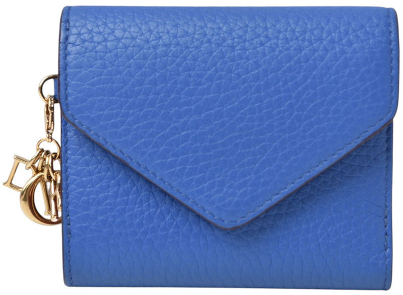 クリスチャンディオール 財布/三つ折り ヴィンテージ Christian Dior ミニ財布 ディオリッシモ バイカラー ブルー/コーラルピンク チャーム付【中古】