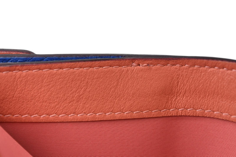 クリスチャンディオール 財布/三つ折り ヴィンテージ Christian Dior ミニ財布 ディオリッシモ バイカラー ブルー/コーラルピンク チャーム付【中古】