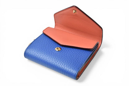 クリスチャンディオール 財布/三つ折り ヴィンテージ Christian Dior ミニ財布 ディオリッシモ バイカラー ブルー/コーラルピンク チャーム付【中古】