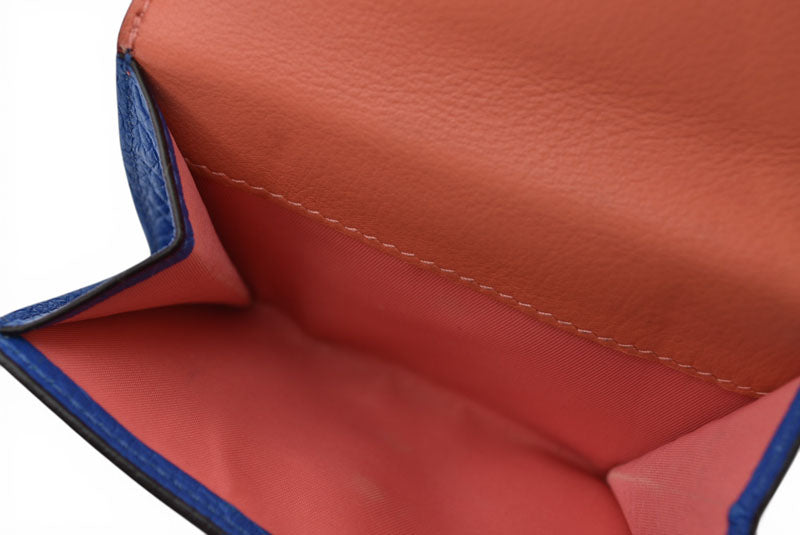 クリスチャンディオール 財布/三つ折り ヴィンテージ Christian Dior ミニ財布 ディオリッシモ バイカラー ブルー/コーラルピンク チャーム付【中古】