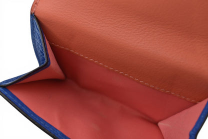 クリスチャンディオール 財布/三つ折り ヴィンテージ Christian Dior ミニ財布 ディオリッシモ バイカラー ブルー/コーラルピンク チャーム付【中古】