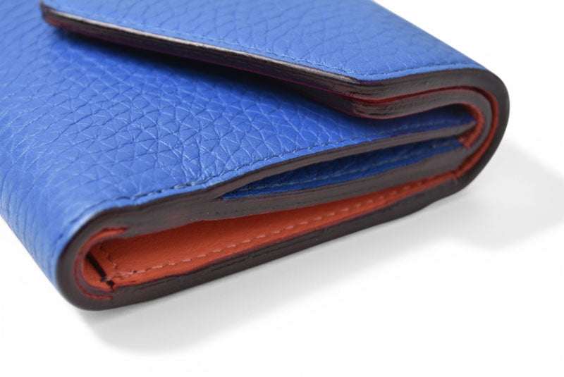 クリスチャンディオール 財布/三つ折り ヴィンテージ Christian Dior ミニ財布 ディオリッシモ バイカラー ブルー/コーラルピンク チャーム付【中古】