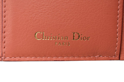 クリスチャンディオール 財布/三つ折り ヴィンテージ Christian Dior ミニ財布 ディオリッシモ バイカラー ブルー/コーラルピンク チャーム付【中古】
