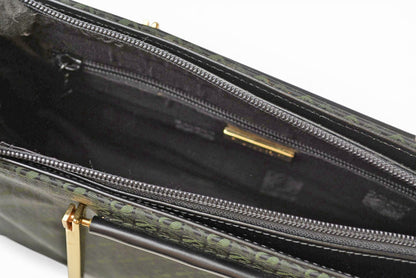 ロエベ ハンドバッグ ヴィンテージ LOEWE バッグ アナグラム メタルハンドル グリーン/ブラック【中古】