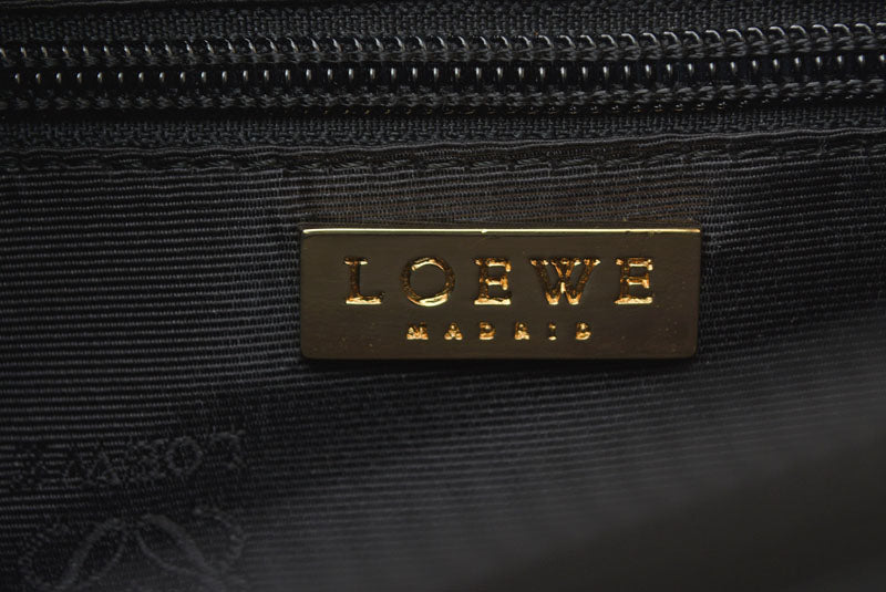 ロエベ ハンドバッグ ヴィンテージ LOEWE バッグ アナグラム メタルハンドル グリーン/ブラック【中古】