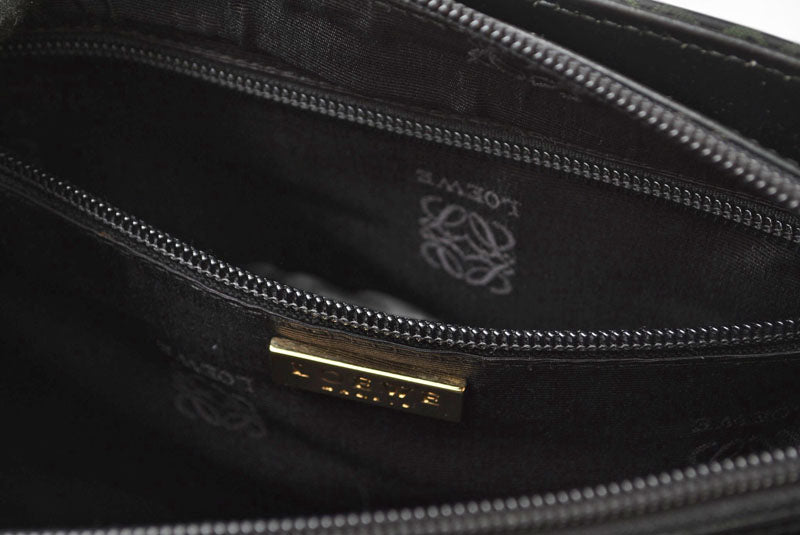 ロエベ ハンドバッグ ヴィンテージ LOEWE バッグ アナグラム メタルハンドル グリーン/ブラック【中古】