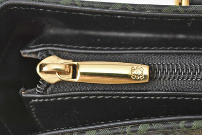 ロエベ ハンドバッグ ヴィンテージ LOEWE バッグ アナグラム メタルハンドル グリーン/ブラック【中古】