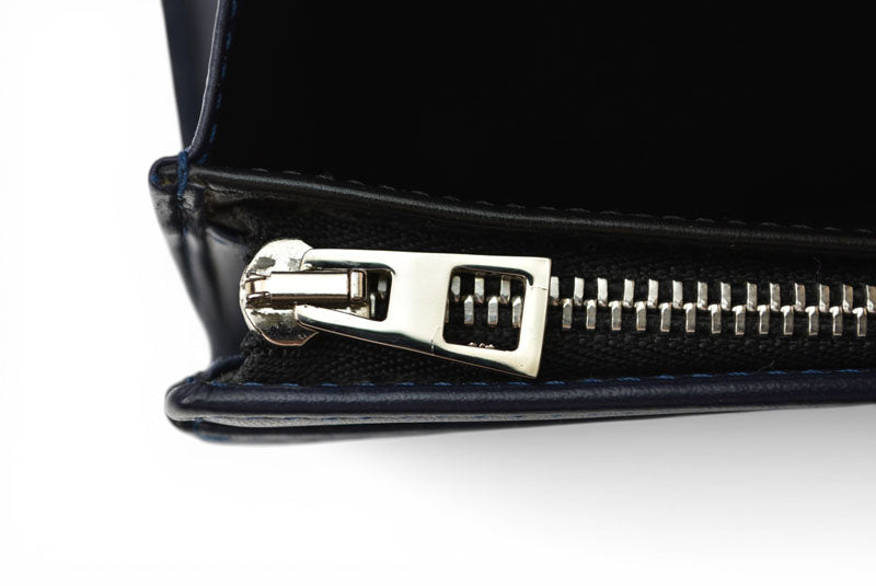 ロエベ 財布 LOEWE 折財布/REPEAT ZIP AROUND リピートアナグラム ネイビー【中古】