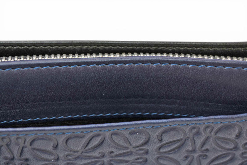 ロエベ 財布 LOEWE 折財布/REPEAT ZIP AROUND リピートアナグラム ネイビー【中古】
