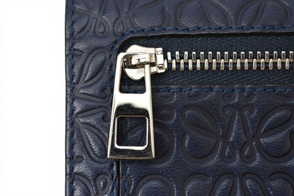 ロエベ 財布 LOEWE 折財布/REPEAT ZIP AROUND リピートアナグラム ネイビー【中古】