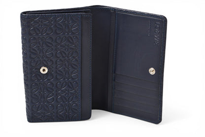 ロエベ 財布 LOEWE 折財布/REPEAT ZIP AROUND リピートアナグラム ネイビー【中古】