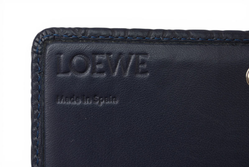 ロエベ 財布 LOEWE 折財布/REPEAT ZIP AROUND リピートアナグラム ネイビー【中古】