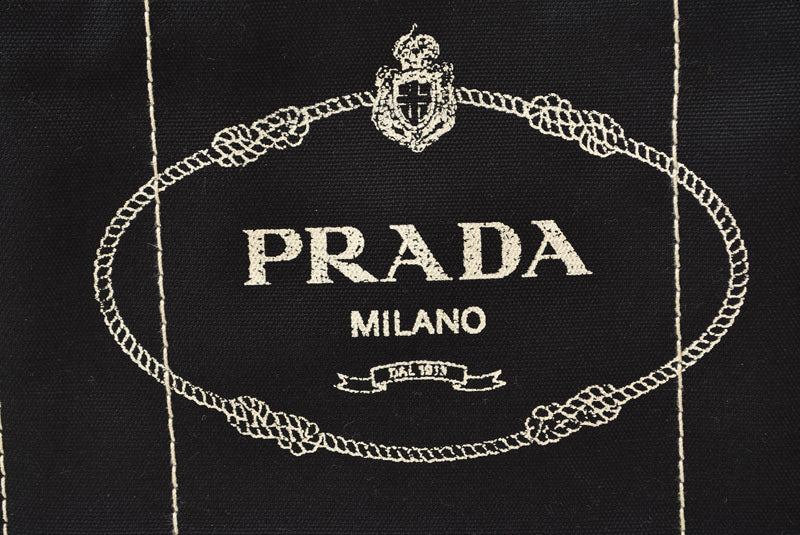 プラダ トートバッグ カナパ PM 2WAY ギンガムチェック ブラック NERO PRADA CANAPA 1BG439【中古】
