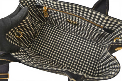 プラダ トートバッグ カナパ PM 2WAY ギンガムチェック ブラック NERO PRADA CANAPA 1BG439【中古】