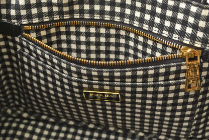 プラダ トートバッグ カナパ PM 2WAY ギンガムチェック ブラック NERO PRADA CANAPA 1BG439【中古】