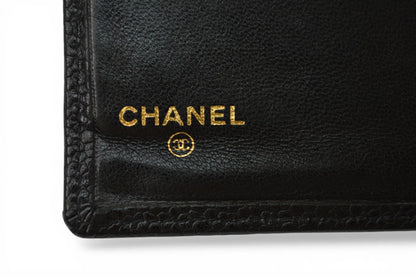 シャネル 財布/二つ折 ヴィンテージ CHANEL がま口財布 ビコローレ ブラック【中古】