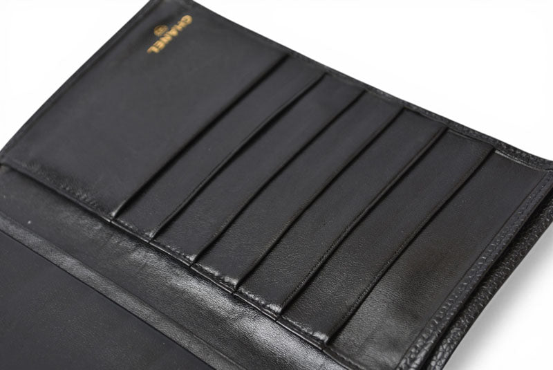 シャネル 財布/二つ折 ヴィンテージ CHANEL がま口財布 ビコローレ ブラック【中古】