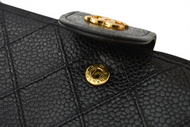 シャネル 財布/二つ折 ヴィンテージ CHANEL がま口財布 ビコローレ ブラック【中古】