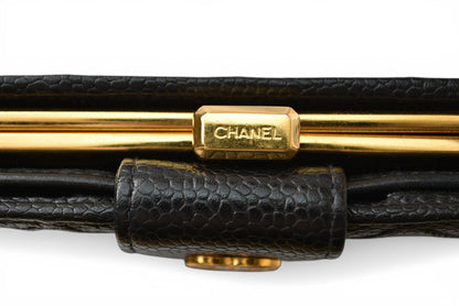 シャネル 財布/二つ折 ヴィンテージ CHANEL がま口財布 ビコローレ ブラック【中古】