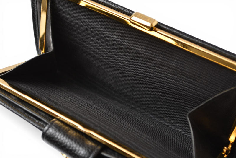 シャネル 財布/二つ折 ヴィンテージ CHANEL がま口財布 ビコローレ ブラック【中古】