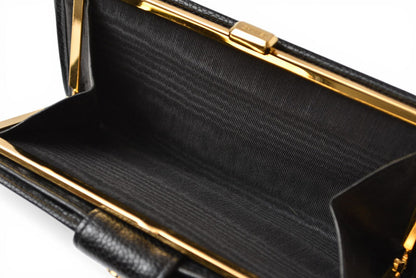 シャネル 財布/二つ折 ヴィンテージ CHANEL がま口財布 ビコローレ ブラック【中古】
