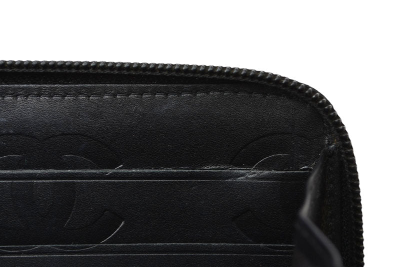 シャネル 財布 CHANEL カンボンライン ラウンドファスナー式/長財布 ブラック/ブラック A50078【中古】
