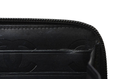 シャネル 財布 CHANEL カンボンライン ラウンドファスナー式/長財布 ブラック/ブラック A50078【中古】