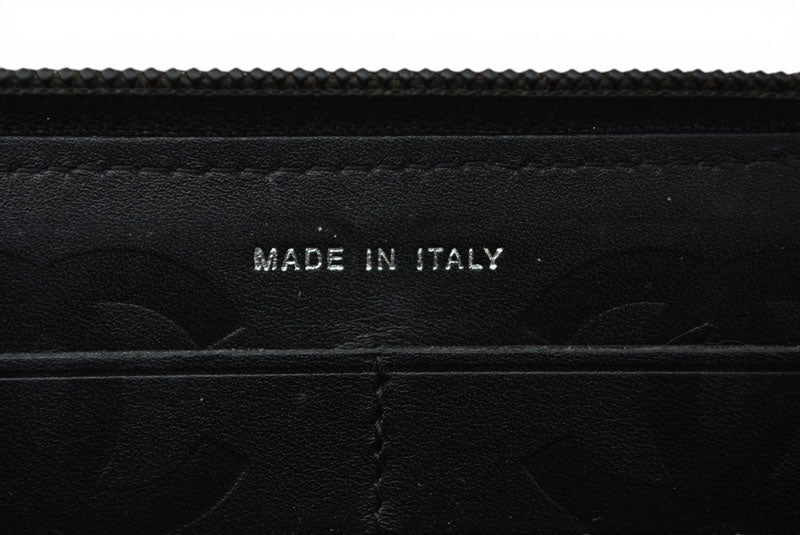 シャネル 財布 CHANEL カンボンライン ラウンドファスナー式/長財布 ブラック/ブラック A50078【中古】