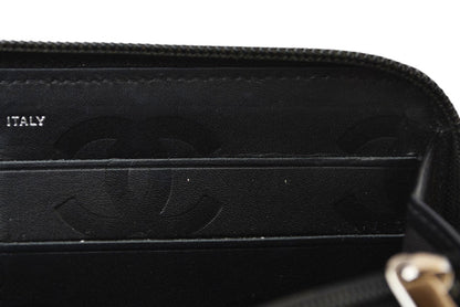 シャネル 財布 CHANEL カンボンライン ラウンドファスナー式/長財布 ブラック/ブラック A50078【中古】