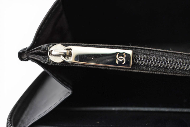 シャネル 財布 CHANEL カンボンライン ラウンドファスナー式/長財布 ブラック/ブラック A50078【中古】