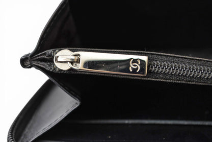 シャネル 財布 CHANEL カンボンライン ラウンドファスナー式/長財布 ブラック/ブラック A50078【中古】