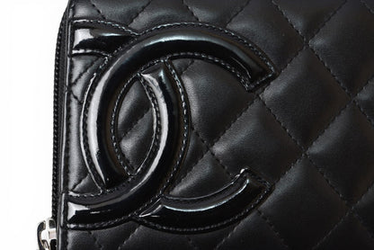シャネル 財布 CHANEL カンボンライン ラウンドファスナー式/長財布 ブラック/ブラック A50078【中古】