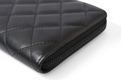 シャネル 財布 CHANEL カンボンライン ラウンドファスナー式/長財布 ブラック/ブラック A50078【中古】