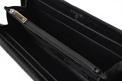 シャネル 財布 CHANEL カンボンライン ラウンドファスナー式/長財布 ブラック/ブラック A50078【中古】