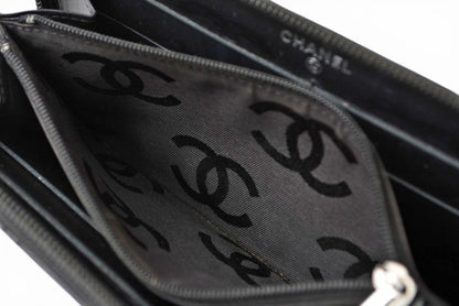 シャネル 財布 CHANEL カンボンライン ラウンドファスナー式/長財布 ブラック/ブラック A50078【中古】