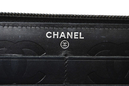 シャネル 財布 CHANEL カンボンライン ラウンドファスナー式/長財布 ブラック/ブラック A50078【中古】