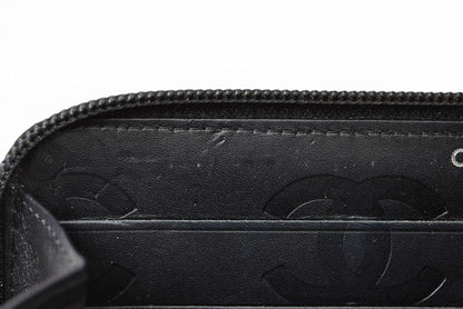 シャネル 財布 CHANEL カンボンライン ラウンドファスナー式/長財布 ブラック/ブラック A50078【中古】