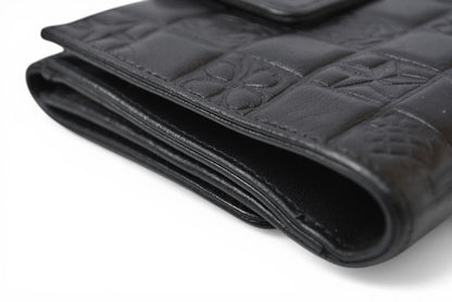 シャネル 財布/二つ折り CHANEL 折財布 ラムスキン アイコン ブラック【中古】