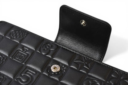 シャネル 財布 CHANEL がま口長財布 ラムスキン アイコン ブラック【中古】