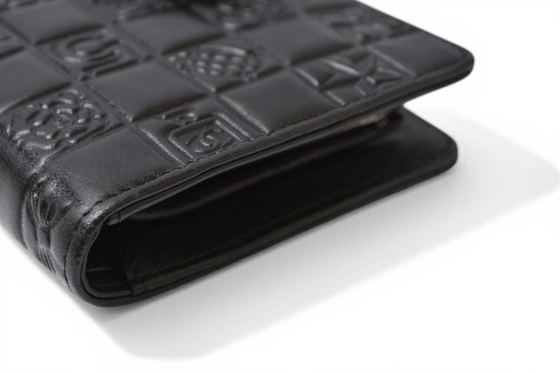 シャネル 財布 CHANEL がま口長財布 ラムスキン アイコン ブラック【中古】