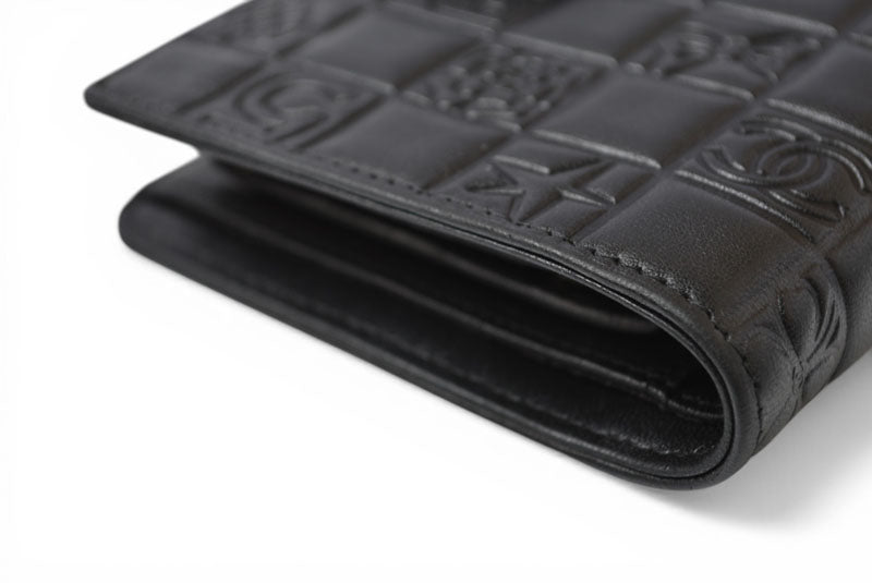 シャネル 財布 CHANEL がま口長財布 ラムスキン アイコン ブラック【中古】