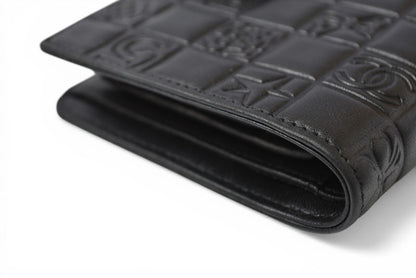 シャネル 財布 CHANEL がま口長財布 ラムスキン アイコン ブラック【中古】