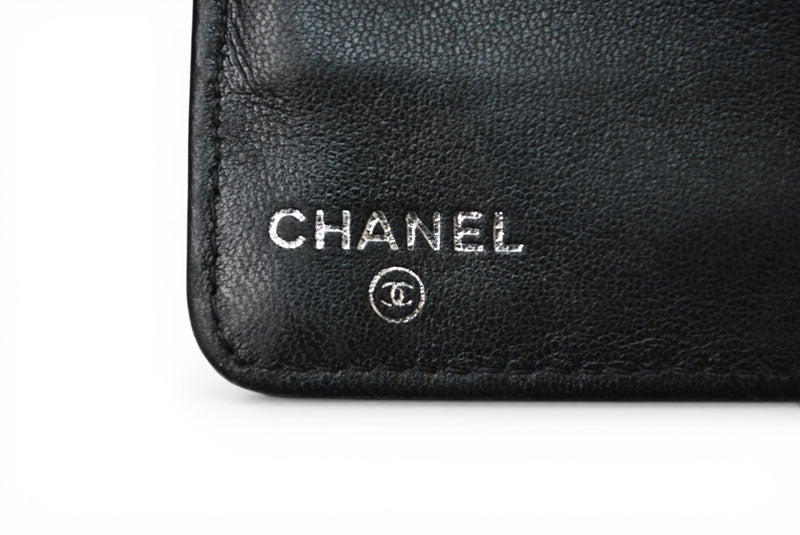 シャネル 財布 CHANEL がま口長財布 ラムスキン アイコン ブラック【中古】
