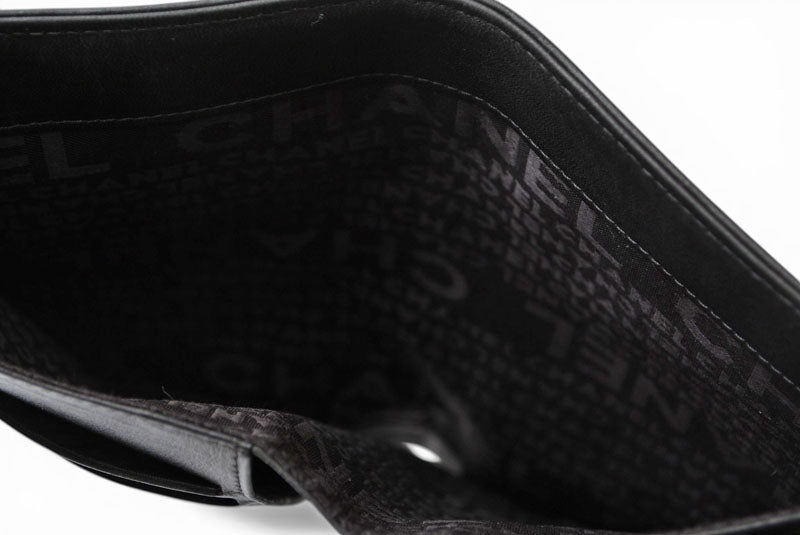 シャネル 財布 CHANEL がま口長財布 ラムスキン アイコン ブラック【中古】
